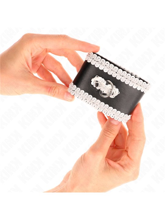 Kink - Black Wrist Restraints With White Decorate Lace Adjsutable 20-23 Cm X 5.5 Cm