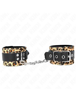 Kink - Polsini in Ecopelle Nera con Fodera Leopardata 18-29x5,5 Cm