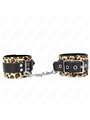 Kink - Polsini in Ecopelle Nera con Fodera Leopardata 18-29x5,5 Cm