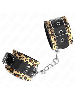 Kink - Polsini in Ecopelle Nera con Fodera Leopardata 18-29x5,5 Cm