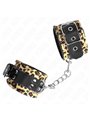 Kink - Polsini in Ecopelle Nera con Fodera Leopardata 18-29x5,5 Cm