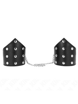 Kink - Polsini a Punta in Ecopelle Nera con Catena 17-23x8,5 Cm
