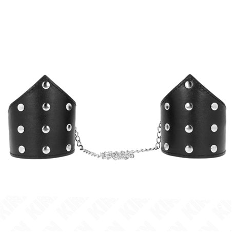 Kink - Polsini a Punta in Ecopelle Nera con Catena 17-23x8,5 Cm