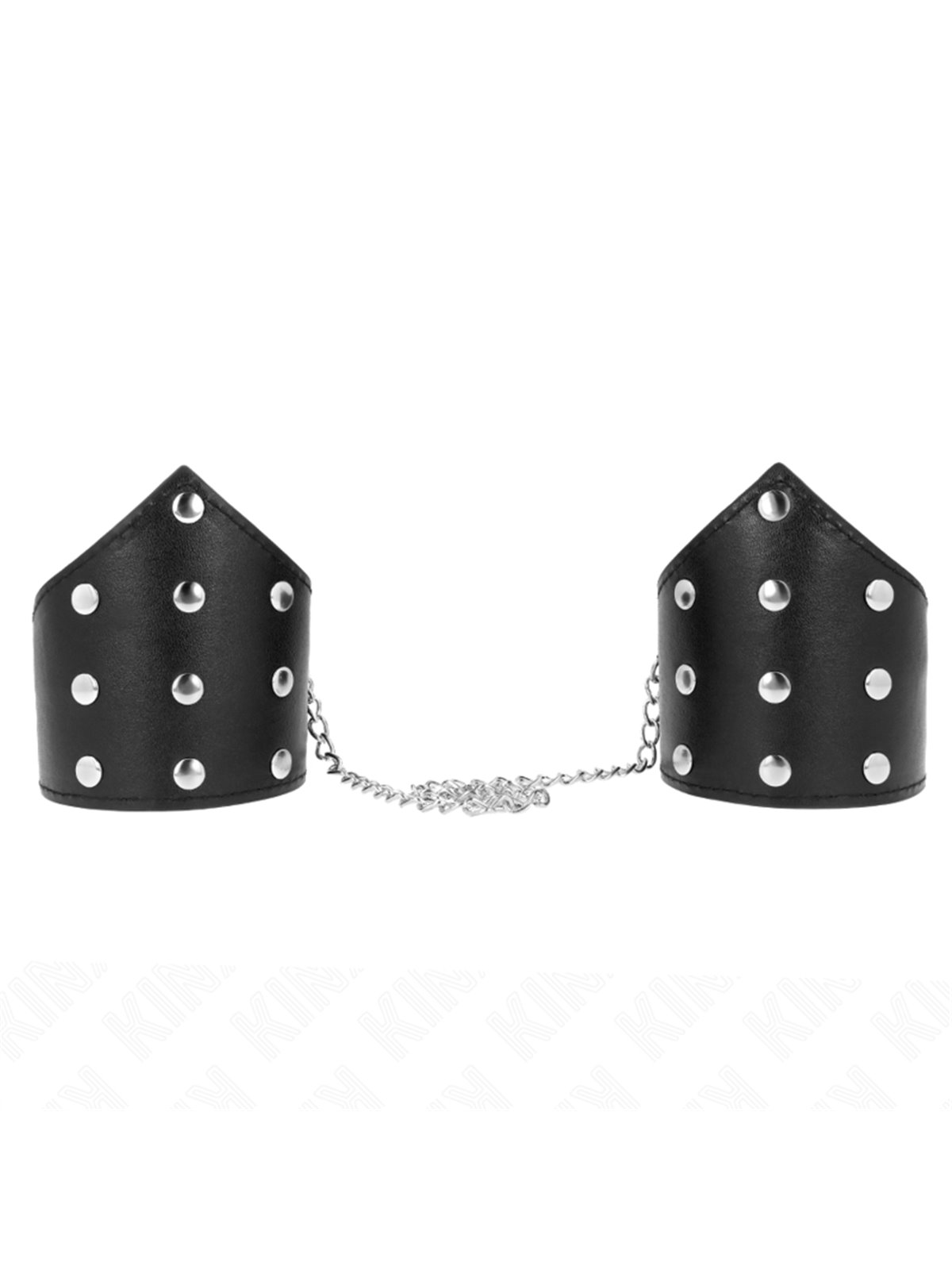 Kink - Polsini a Punta in Ecopelle Nera con Catena 17-23x8,5 Cm