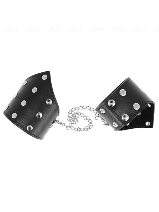 Kink - Polsini a Punta in Ecopelle Nera con Catena 17-23x8,5 Cm