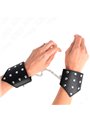 Kink - Polsini a Punta in Ecopelle Nera con Catena 17-23x8,5 Cm