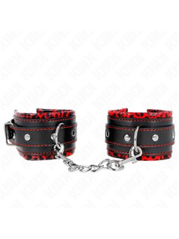 Kink - Polsini Ecopelle Nera con Pelliccia Interna Rosso/Nero 17-29x6 Cm