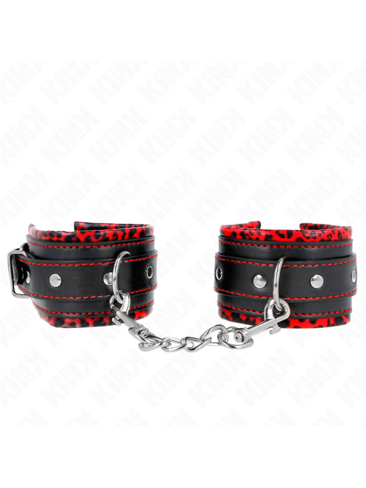 Kink - Fur Lined Wrist Restraints Red / Black Adjustable 17-29 Cm X 6 Cm
