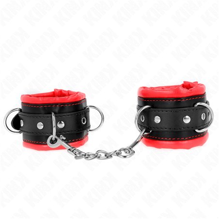 Kink - Polsini in Pelle Vegana Nera con Imbottitura Rossa 20-30x6 Cm
