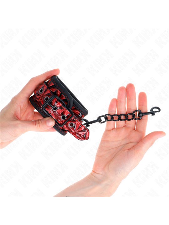 Kink - Polsini con Motivo a Diamanti Rosso/Nero 17-26x5,5 Cm