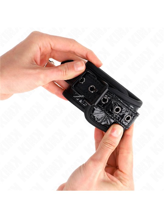 Kink - Polsini con Motivo a Diamanti Nero 17-26x5,5 Cm