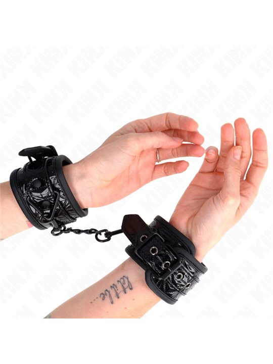 Kink - Polsini con Motivo a Diamanti Nero 17-26x5,5 Cm
