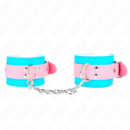 Kink - Polsini in Pelle Vegana Turchese con Cinturino Rosa 16-28x5 Cm