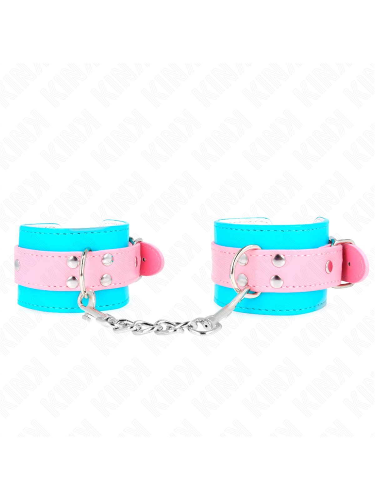 Kink - Polsini in Pelle Vegana Turchese con Cinturino Rosa 16-28x5 Cm