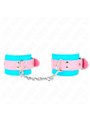 Kink - Polsini in Pelle Vegana Turchese con Cinturino Rosa 16-28x5 Cm