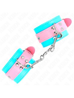 Kink - Polsini in Pelle Vegana Turchese con Cinturino Rosa 16-28x5 Cm