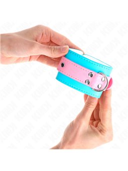 Kink - Polsini in Pelle Vegana Turchese con Cinturino Rosa 16-28x5 Cm
