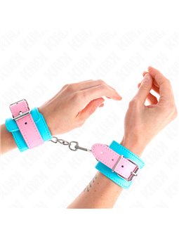 Kink - Polsini in Pelle Vegana Turchese con Cinturino Rosa 16-28x5 Cm