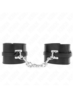 Kink - Polsini in Pelle Vegana Nera con Lucchetto 14,5-21x6 Cm