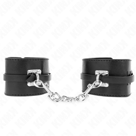 Kink - Polsini in Pelle Vegana Nera con Lucchetto 14,5-21x6 Cm