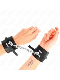 Kink - Polsini in Pelle Vegana Nera con Lucchetto 14,5-21x6 Cm