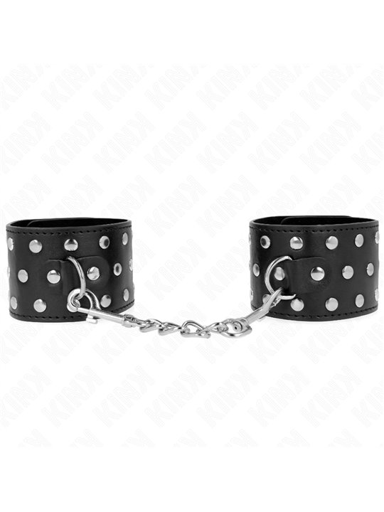 Kink - Polsini Stile Punk in Pelle Vegana Nera 19-24x5,5 Cm