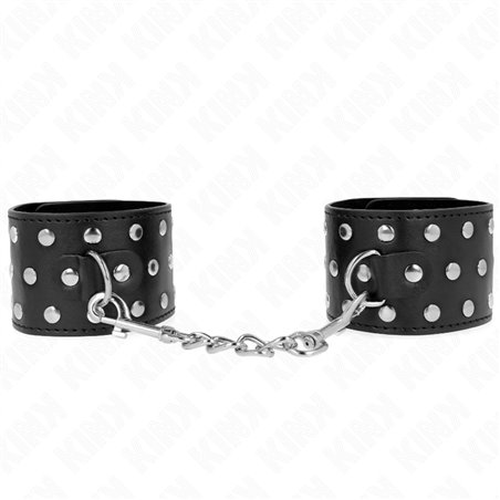 Kink - Polsini Stile Punk in Pelle Vegana Nera 19-24x5,5 Cm