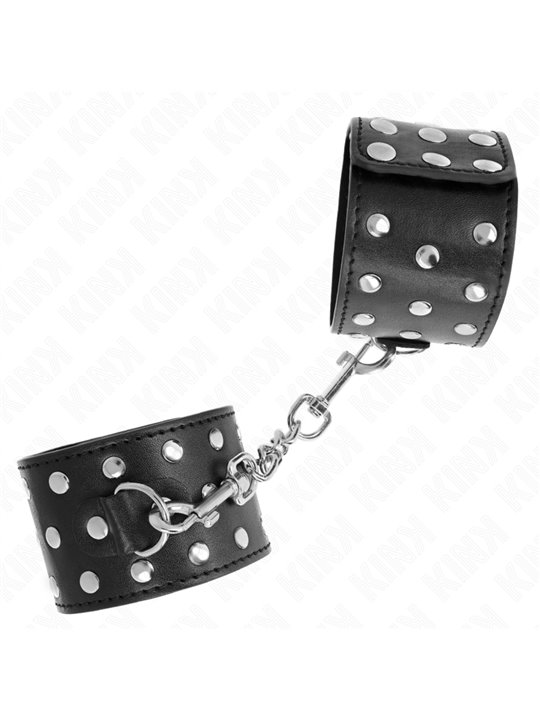 Kink - Polsini Stile Punk in Pelle Vegana Nera 19-24x5,5 Cm