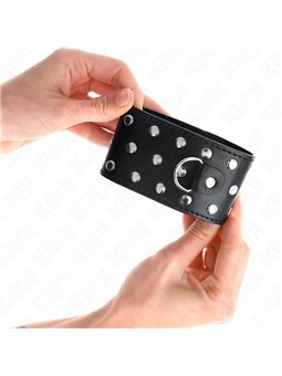 Kink - Polsini Stile Punk in Pelle Vegana Nera 19-24x5,5 Cm