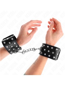 Kink - Polsini Stile Punk in Pelle Vegana Nera 19-24x5,5 Cm