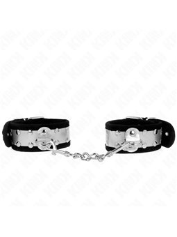 Kink - Polsini Neri con Fascia Argentata e Rivetti 30x4 Cm