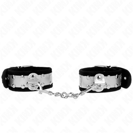Kink - Polsini Neri con Fascia Argentata e Rivetti 30x4 Cm