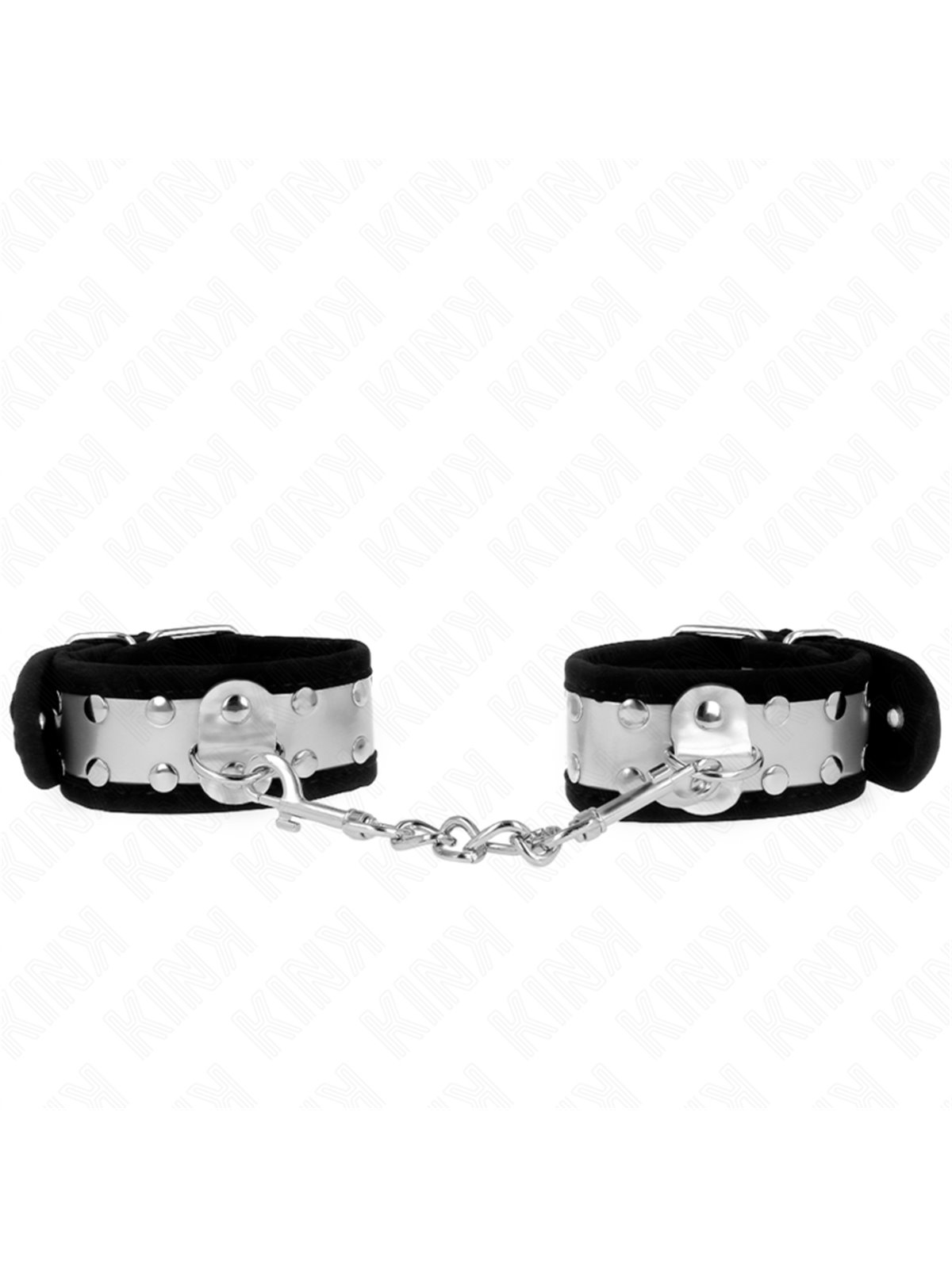 Kink - Polsini Neri con Fascia Argentata e Rivetti 30x4 Cm