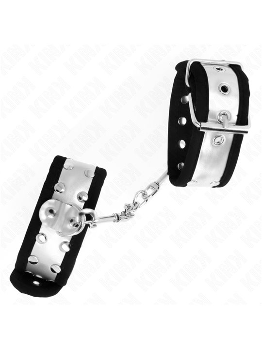 Kink - Polsini Neri con Fascia Argentata e Rivetti 30x4 Cm