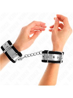 Kink - Polsini Neri con Fascia Argentata e Rivetti 30x4 Cm