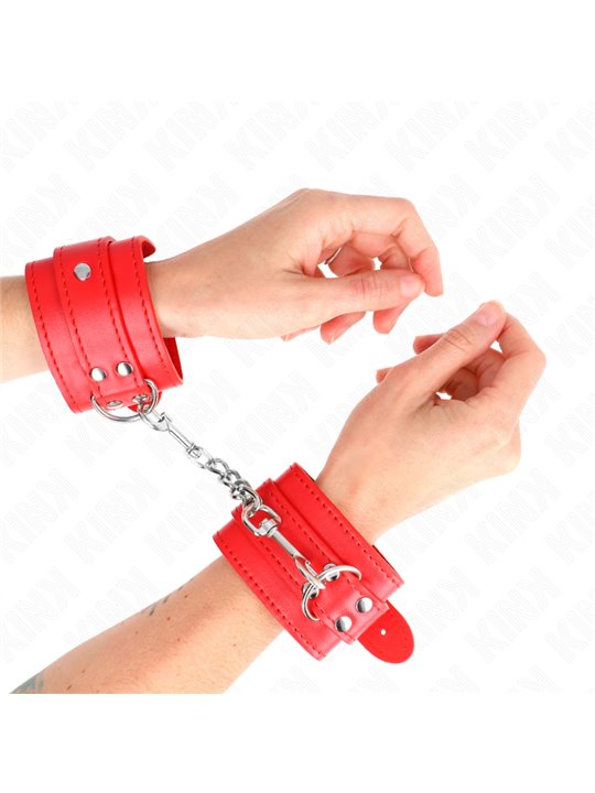 Kink - Polsini in Pelle Vegana Rossa 20-23x5,5 Cm