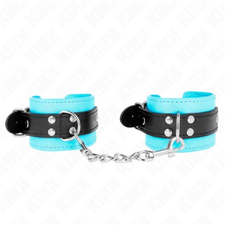 Kink - Polsini in Pelle Vegana Turchese con Cinturino Nero 20-28x5,5 Cm