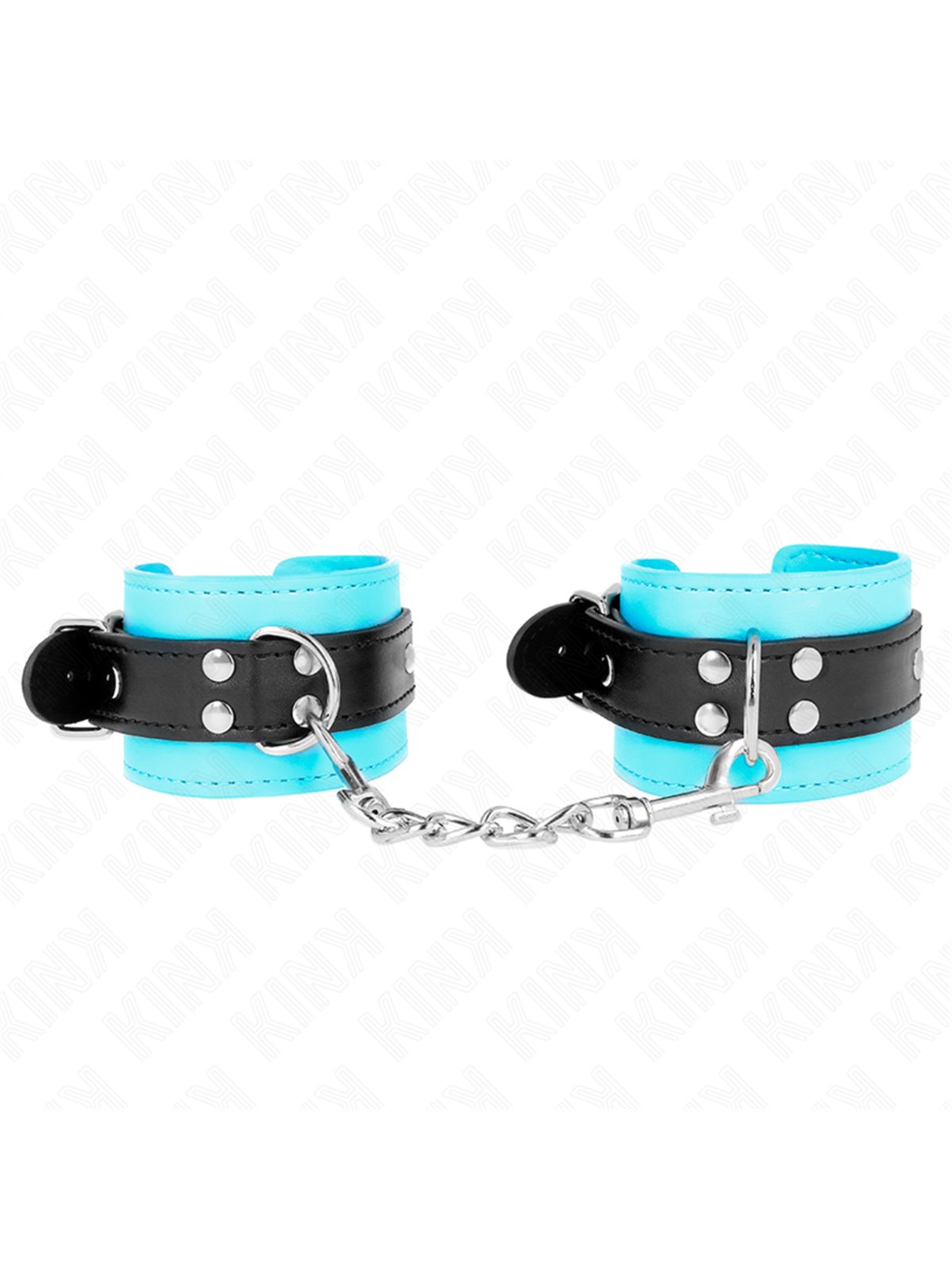 Kink - Polsini in Pelle Vegana Turchese con Cinturino Nero 20-28x5,5 Cm