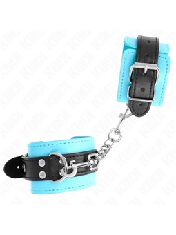 Kink - Polsini in Pelle Vegana Turchese con Cinturino Nero 20-28x5,5 Cm