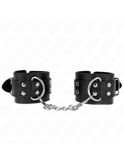 Kink - Polsini in Pelle Vegana Nera con Doppia Fibbia 19-26 Cm