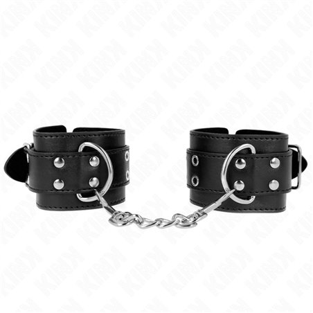 Kink - Polsini in Pelle Vegana Nera con Doppia Fibbia 19-26 Cm