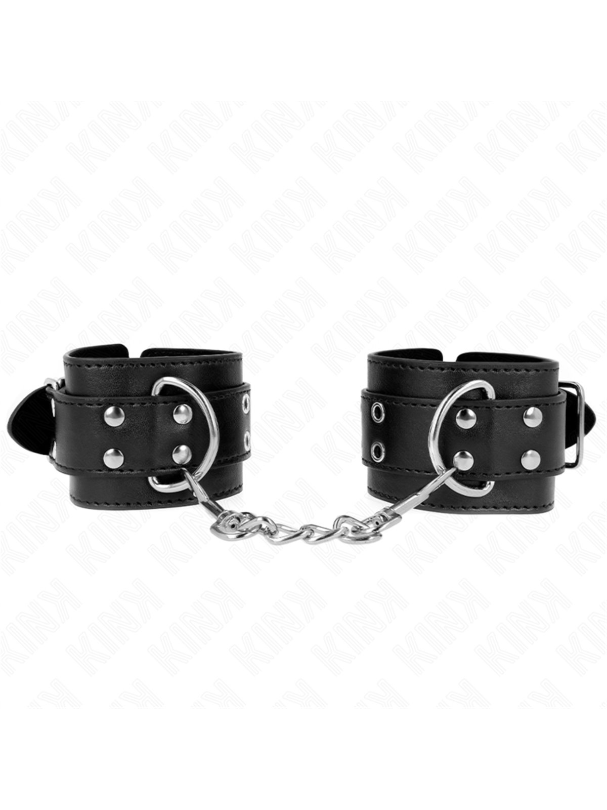 Kink - Polsini in Pelle Vegana Nera con Doppia Fibbia 19-26 Cm