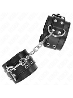 Kink - Polsini in Pelle Vegana Nera con Doppia Fibbia 19-26 Cm