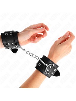Kink - Polsini in Pelle Vegana Nera con Doppia Fibbia 19-26 Cm