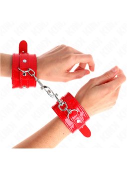 Kink - Shiny Hand Cuffs Red Adjustable 23-33 Cm