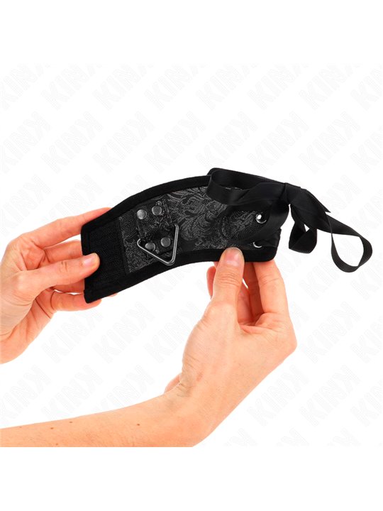 Kink - Polsini in Tessuto con Dettagli in Pizzo Nero 24,5x6,5 Cm