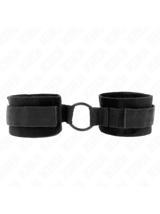 Kink - Beginner Fur Hand Cuffs 25 Cm With O-Ring 4 Cm Black Adjustable 15-25 Cm