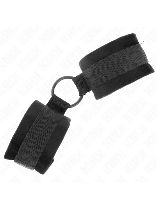 Kink - Beginner Fur Hand Cuffs 25 Cm With O-Ring 4 Cm Black Adjustable 15-25 Cm