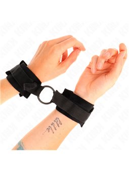 Kink - Beginner Fur Hand Cuffs 25 Cm With O-Ring 4 Cm Black Adjustable 15-25 Cm