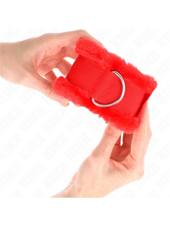 Kink - Furry Lined Wrist Restraints Red Adjustable 17-31 Cm X 7 Cm